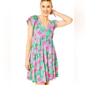 *NWOT” Lilly Pulitzer Kawai Dress in “So Shellegant” Surf Blue. Sz. XL